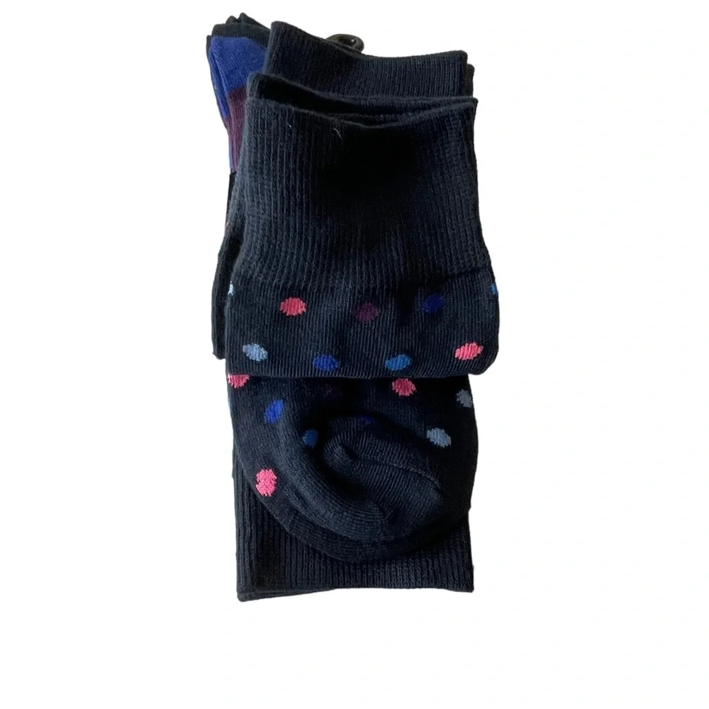 Men's ADOLFO Couture Dress Socks Blue Colorful Dots Stripes 3-Pairs Size 10-13